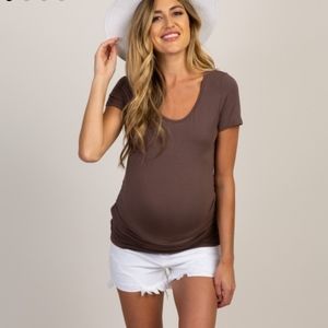 Pinkblush White Distressed Denim Maternity Shorts